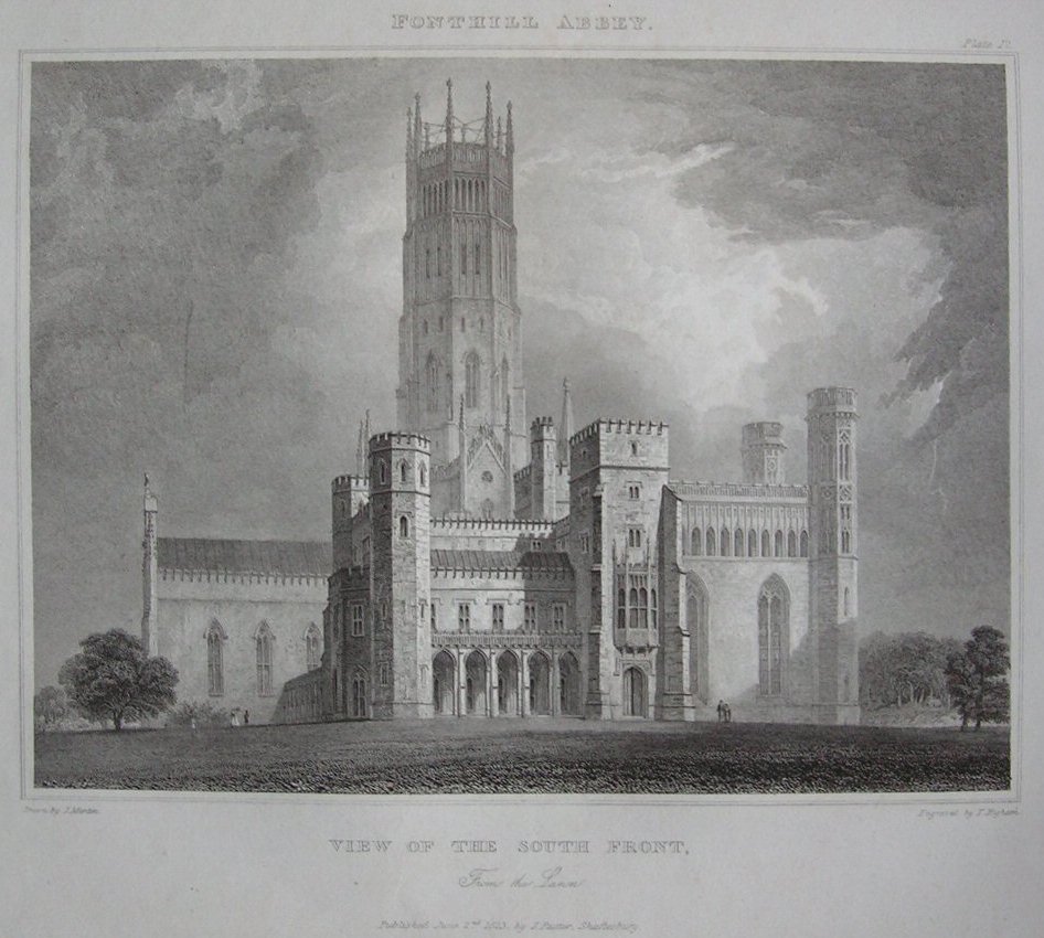 Print - Fonthill Abbey. View of the South Front. - Higham